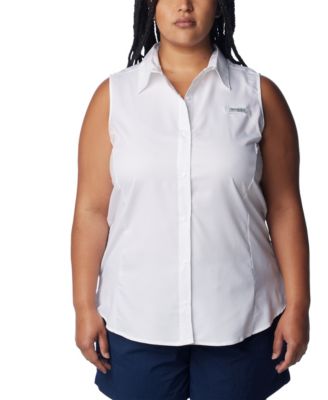 Plus Size PFG Tamiami Button-Front Sleeveless Top