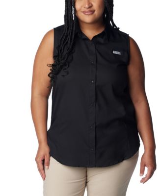 Plus Size PFG Tamiami Button-Front Sleeveless Top