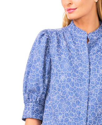 Women's Collared Neck Short-Sleeve Blouse