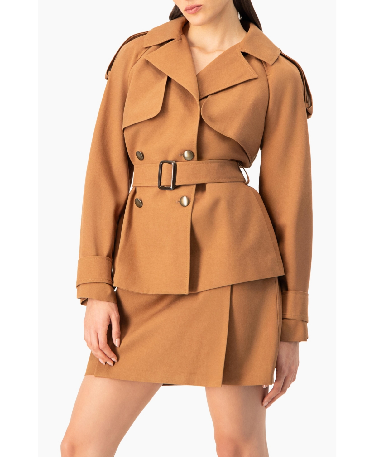 Ivonne Women's Short Double-Breasted Trench Coat