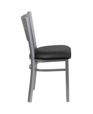 2 Pc. Silver Slat Back Metal Restaurant Chairs