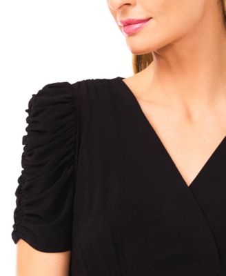 Women's V-Neck Puff-Sleeve Top