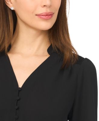 Women's Long-Sleeve V-Neck Smocked Top