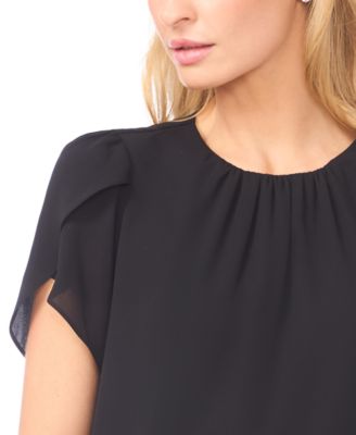 Women's Tulip Short-Sleeve Shirred Crewneck Top