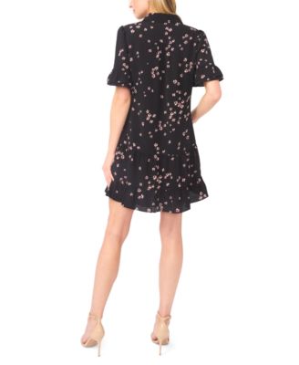 Women's Collared Neck Ruffle Sleeve Mini Dress