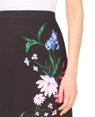 Women's Flat Front Detail Pull-On Midi Skirt