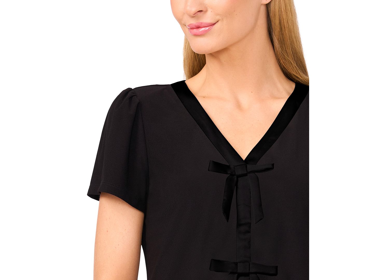 Women's Bow Front Short Sleeve Top