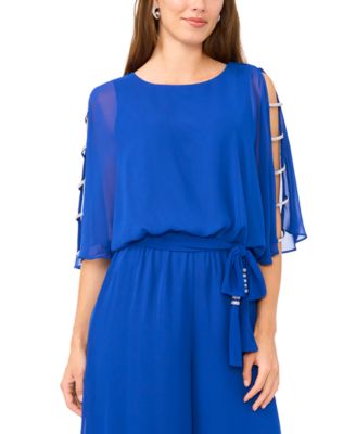 Women's Bar-Sleeve Crew Neck Jumpsuit