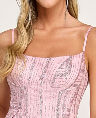 Juniors' Square Neck Ball Gown