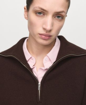 Women's Contrasting Zipper Collar Sweater