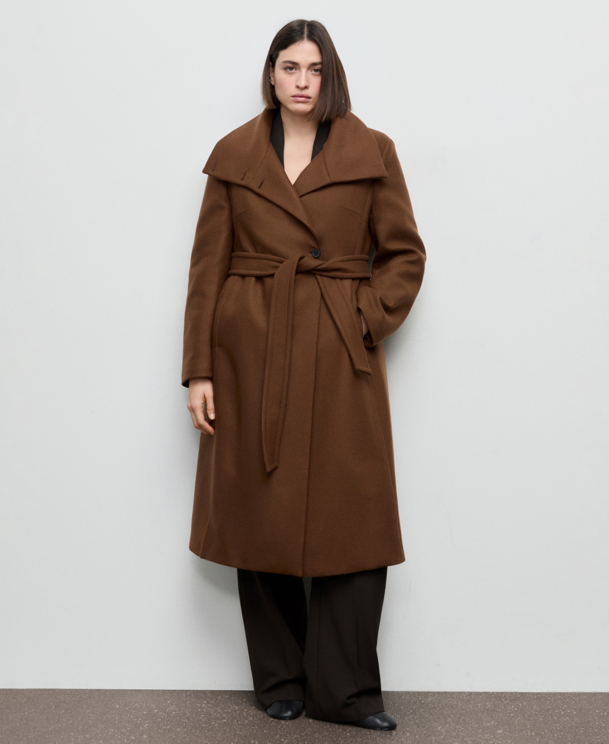 Mango Women's Belted Manteco Wool Coat