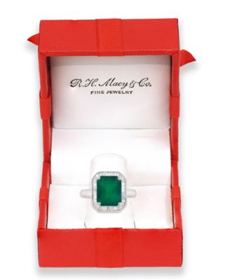 Diamond (5/8 ct. t.w.) and Emerald (4-1/4 ct. t.w.) Ring in 14k White Gold