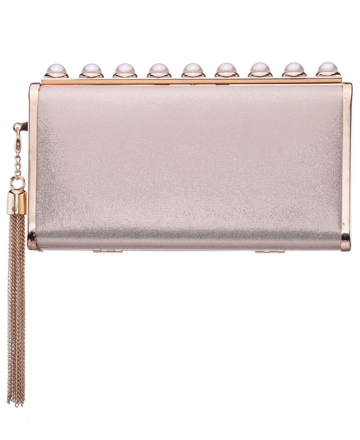 Женский клатч Nina Crystal Ornamented Minaudiere Tassel Lift Lock Clutch, цвет: Platino — фото 1
