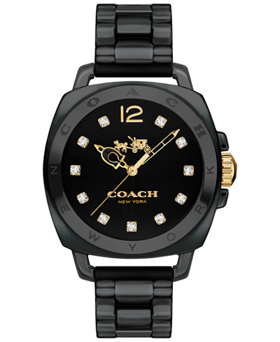 COACH Women's Boyfriend Black Ceramic Bracelet Watch 34mm 14502504