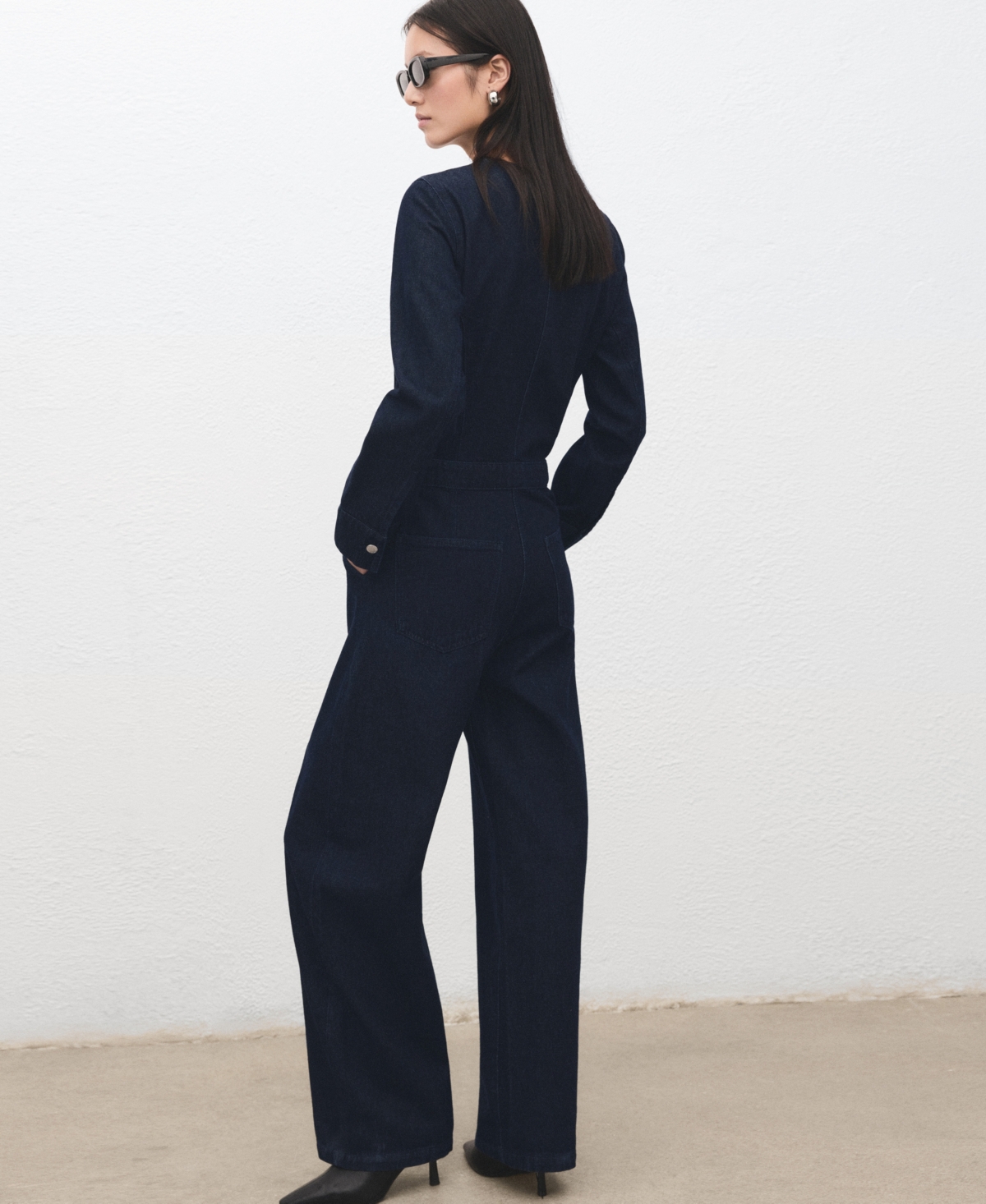 Mango Women's Buttons Denim Jumpsuit