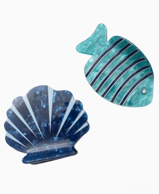 Fish and Shell Hair Claw Clip, 2-Piece Set