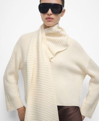 Women's Scarf Detail Ribbed Sweater