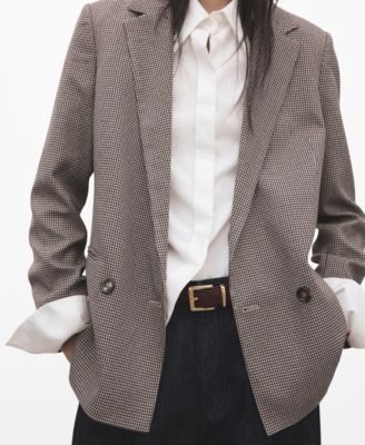 Women's Double-Breasted Micro-Houndstooth Jacket