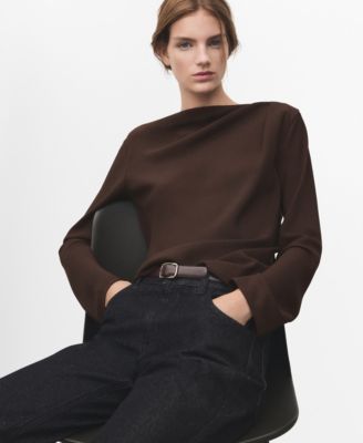 Women's Draped Boat-Neck Blouse