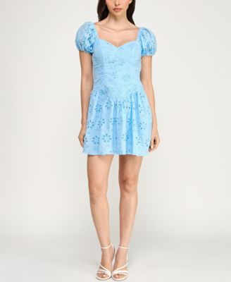 Juniors' Corset Drop Waist Fit & Flare Dress