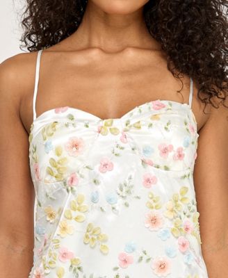 Juniors' 3D Flowers Sequin Short Dress