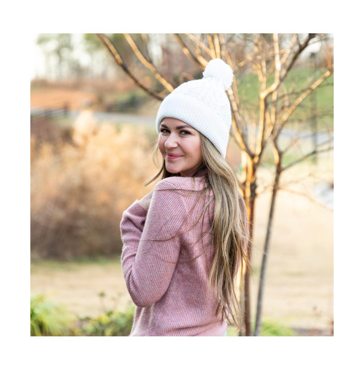Draft - Headbands of Hope Women's Cable Knit Pom-Pom Beanie - Ivory