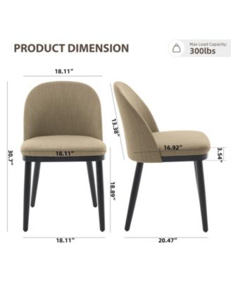 Modern Wooden Dining Chairs, Fabric Upholstered High Back Set