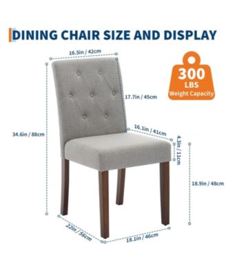 Set of 4 Button Tufted Parsons Dining Chairs, Upholstered Fabric Kitchen Side Chairs with Solid Wood Legs