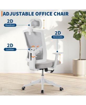350LBS Heavy Duty Ergonomic Office Chair, Adjustable Headrest & Lumbar Support, Flip-Up Arms Desk Chair