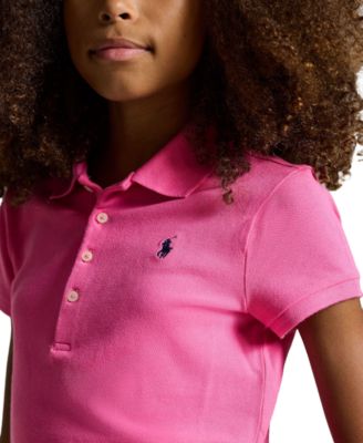 Girls 7-16 Stretch Cotton Mesh Polo Shirt