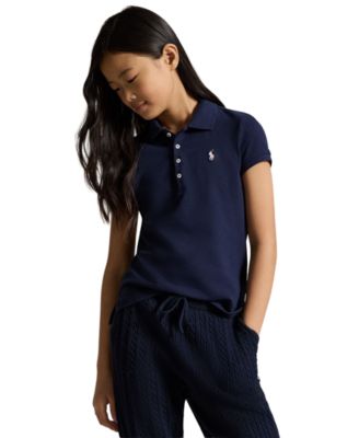Girls 7-16 Stretch Cotton Mesh Polo Shirt