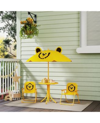 Kids Picnic Table and Chair Set with Adjustable Umbrella