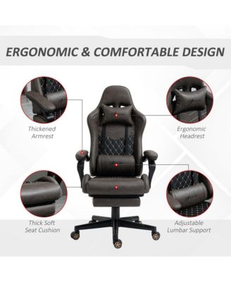Racing Gaming Chair Diamond PU Leather High Back Swivel Recliner with Footrest