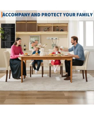 Set of 6 Button Tufted Parsons Dining Chairs, Upholstered Fabric Kitchen Side Chairs with Solid Wood Legs