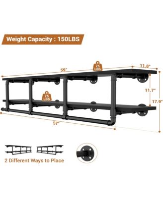 2-Tier Clothing Rack with Hanging Rod, Clothing Shelves with Top Shelf