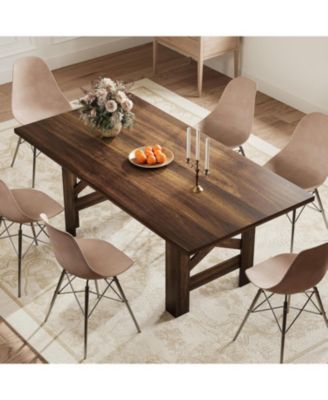 Kitchen Table Brown Long Wooden Dining Table for 6-8 for Dining Room, Home Office, Living Room