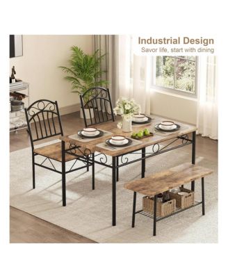 Kitchen Table Dining Table Set For 4 4Piece Dining Room Table and Chairs 43.3inch Kitchen Table Set