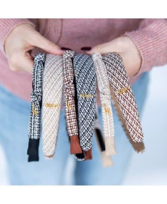 Women's Knotted Tweed Headband - Cream Beige