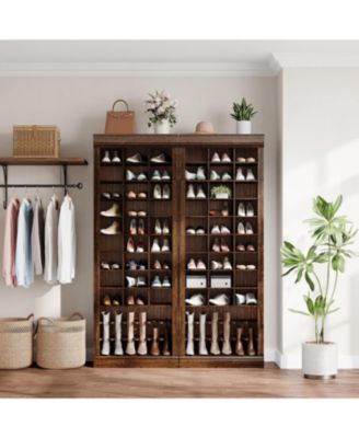 Shoe Cabinet, 10-Tier Entryway Shoe Storage Cabinet with 27 Cubbies and Tall Boots Storage, Freestanding Tall Shoe Organizer Cabinet