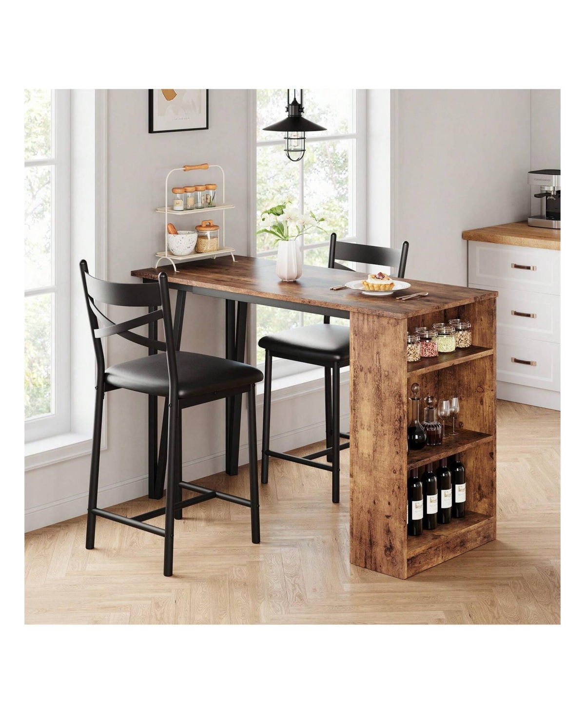 Gaomon Kitchen Table 3Piece 36in Wooden Counter Height Dining Table Set for Dining Room, Home Office, Living Room