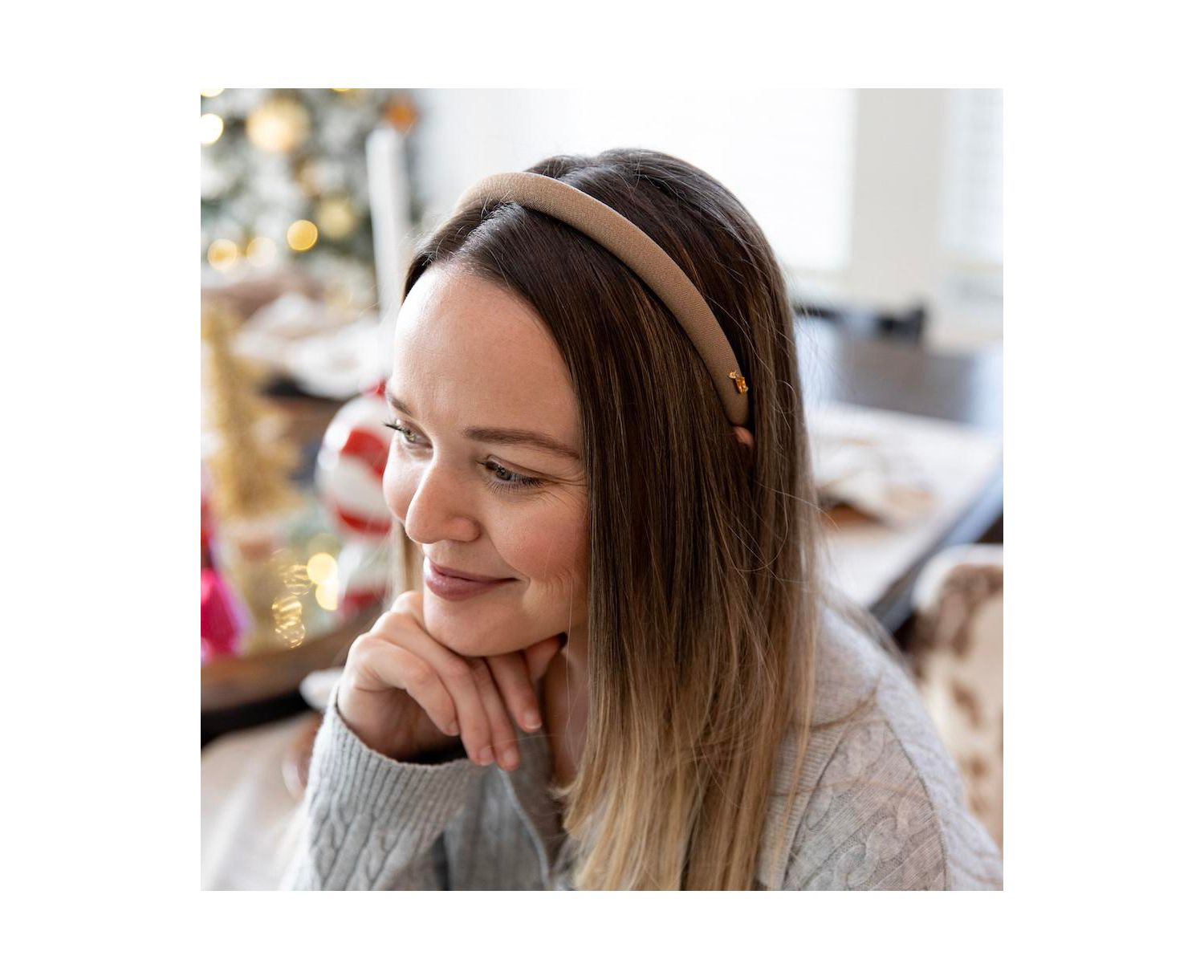 Women's Classic Padded Thin Headband - Light Brown