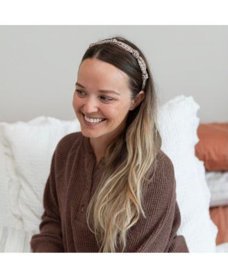 Women's Knotted Tweed Headband - Espresso Maroon