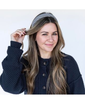 Women's Classic Padded Tweed Headband - Black Ivory