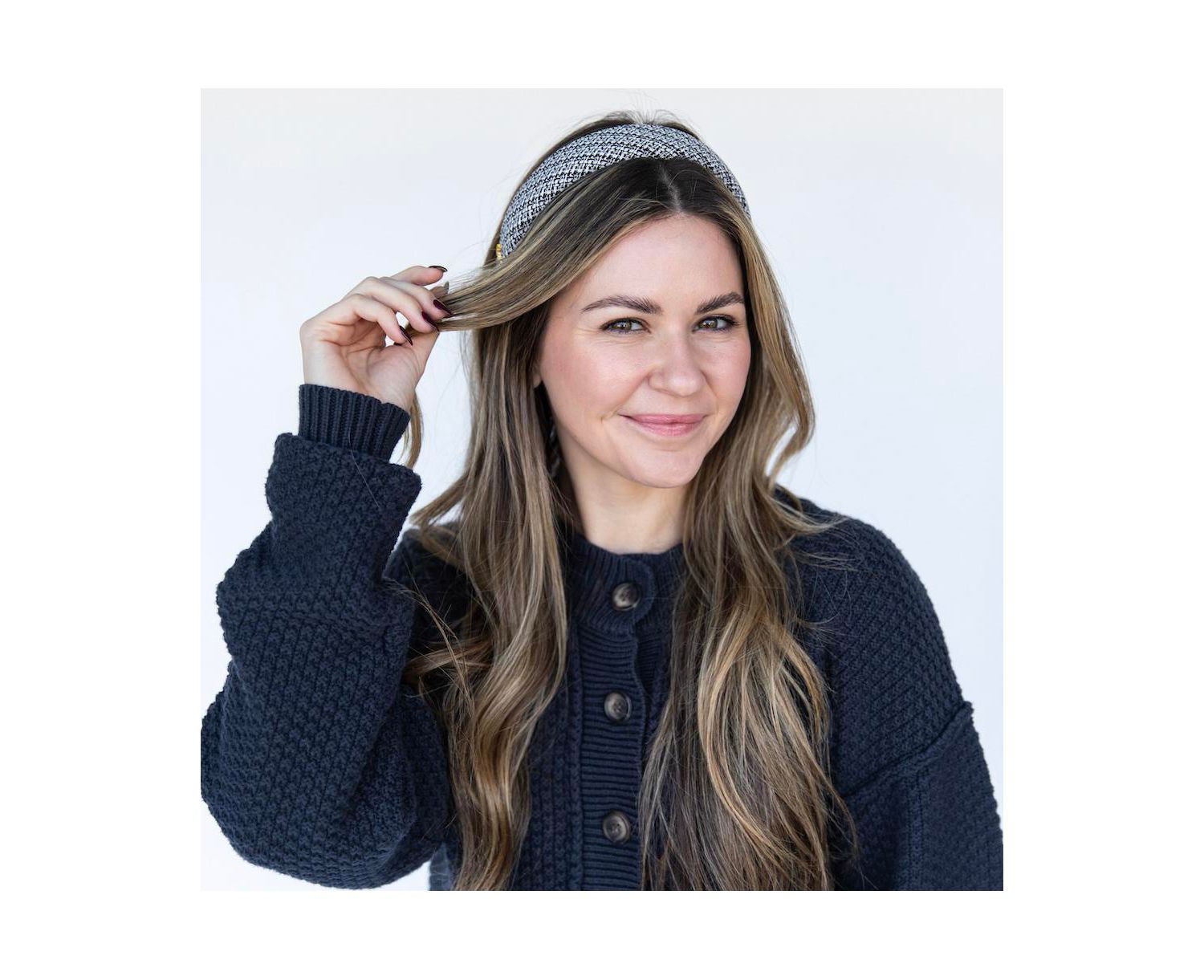 Women's Classic Padded Tweed Headband - Black Ivory