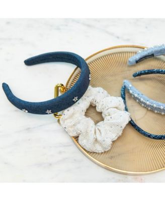 Women's Tweed Scrunchie Set of 3 - Sequin Pearls