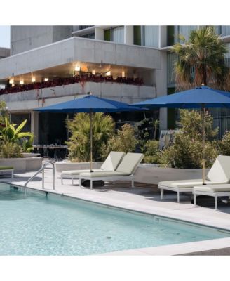 13ft XL Heavy Duty Solid Wood Outdoor Patio Umbrella with Base Parasol Wheels Stand for Bistro Market Table Garden Deck Yard Poolside Navy