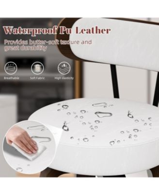 26 inches Swivel Bar Stools Set of 3, Counter Height Bar Stools with Faux Leather Upholstered Pad Wood Back for Kitchen Island, Cafe