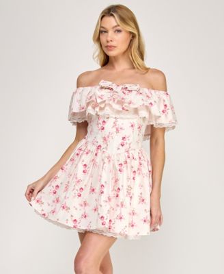 Juniors' Off-The-Shoulder Mini Dress