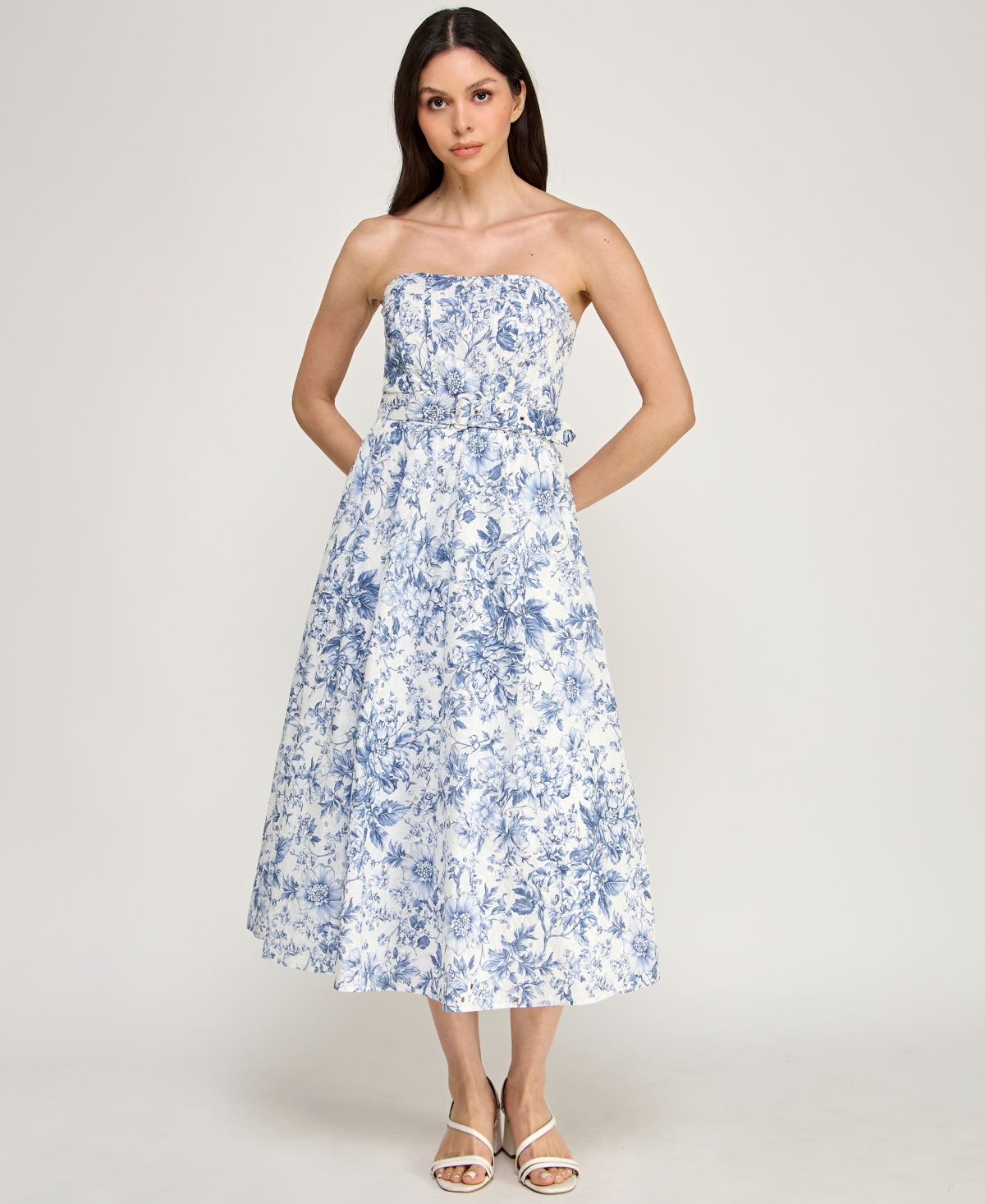 Row A Women's Strapless Fit & Flare Midi Dress