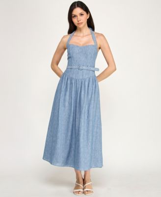 Juniors' Sweetheart Neck Fit & Flare Midi Dress